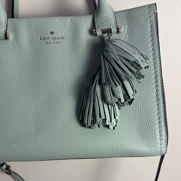 Kate Spade Light Blue‎ Leather Tote w Twilley Large Tote Multiple Compartments - Picture 2 of 13